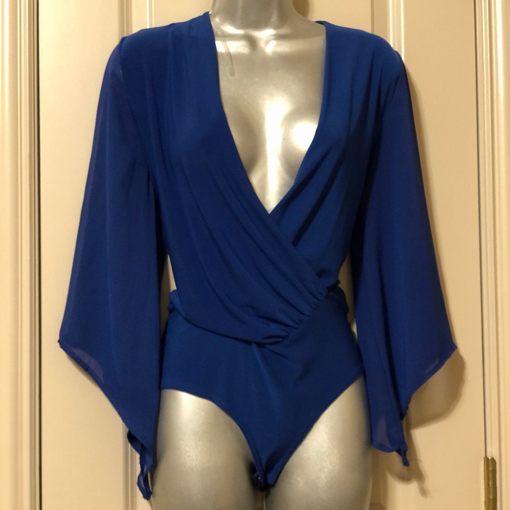 Beautiful royal blue bodysuit v neck